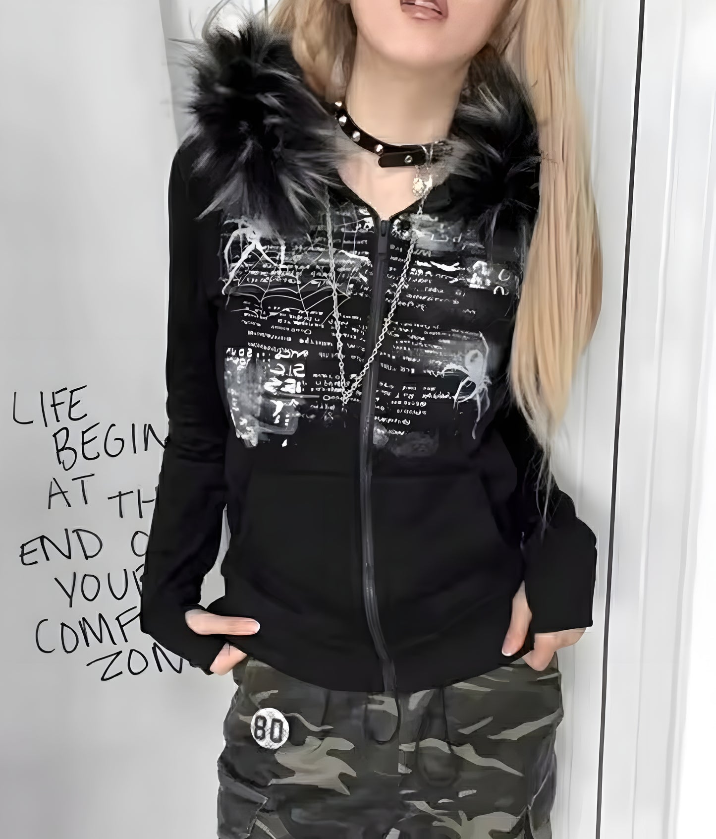 Goth spidery zip up hoodie