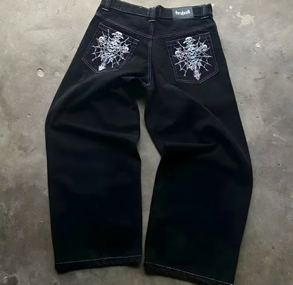 Skull cross baggy jeans