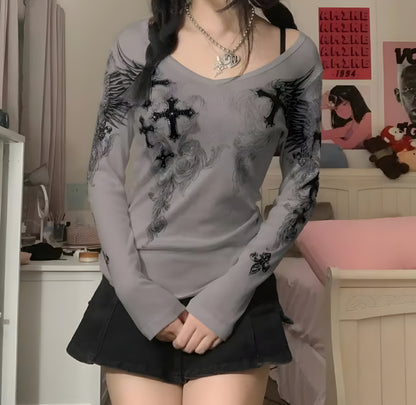 Cross wings long sleeve shirt